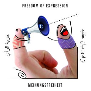 Viersprachige Spielkarte „Religionsfreiheit“